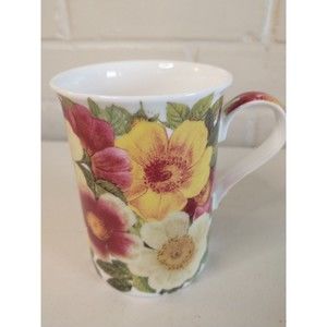 Stechcol Gracie Bone China Floral Mug Coffee Tea Cup 4" Tall